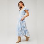 Free People Free‎ People Sundrenched Short-Sleeve Floral Maxi Dress Sky Blue Puff Sleeve Photo 1