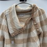 Derek Lam RTR Collective Button Cowl Neck Tan & Cream Striped Sweater Sz M Photo 3