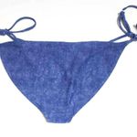 Aerie Side Tie Denim Print String Bikini Blue Large NEW Photo 1