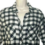 Abercrombie & Fitch Plaid Flannel Shirt Black White Medium Photo 3