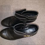 Unisa  black leather ankle Boots, gold colored buckle, zipper side Photo 7