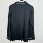 J.Crew Women's Pajama Top Size Medium Black Long Sleeve White Piping Sleepwear Photo 7