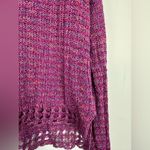 Free People  Crochet Open Knit Long Sleeve Cropped Boho Beach Sweater Sz S Photo 3