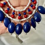 Red white and blue beaded bib necklace Photo 5