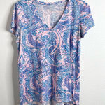 Lilly Pulitzer  Cotton Short Sleeve Tee Etta Top Maybe Gator Size Large Photo 0