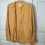 ZARA  Linen Cotton, Relaxed, Fit, Button Down, Sunny, Color, Shirt, Mock Neck Photo 3