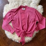 Vintage 80s Barbie pink hand loomed cardigan that ties layering Size M Photo 0