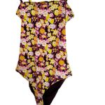 Aerie Floral One-Piece Swimsuit Floral Colorful Pink Orange Yellow Black M Photo 2