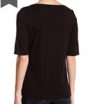 Gibson  Pleat Detail Elbow Sleeve Black Top Medium Photo 3