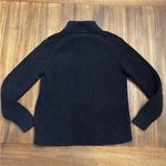 Lands' End  Sweater Women M 10-12 Cable Ribbed Full Zip Cardigan Cotton Black Photo 7
