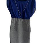 Enfocus Studio Dress Straight Midi Pleated Front Womens Size 10 royal blue/ Blac Blue Photo 0