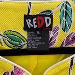 REDD Jeans Blazer Jacket‎ Womens 16 Spring Yellow Floral Textured Cotton Vintage Photo 3
