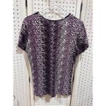 Dress Barn Womens XL Purple Black Animal Print Pleated Short Sleeve Top Shirt Photo 5
