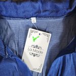 La Mode | Blue 1/2 Sleeve Denim Style Midi Dress Photo 1