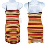 Urban Outfitters PUBLIK Striped Ribbed Knit Y2K 2000s Sleeveless Bodycon Mini Dress Medium Photo 1