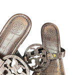 Tory Burch Miller Crocodile Embossed Brown Leather Sandals Size: 9.5 Photo 6