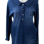 Free People  Heathered Blue Collared Long Sleeve Button Tunic Mini Shirt Dress XS Photo 0