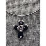 None Silver Tone Collar Necklace &2 Black Pendants Oval & Cross Whimsigoth Witchy 18" Photo 10