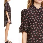 frame denim NWT $425 FRAME 100% Silk Printed Button-Front Ruffle Sleeve Shirt Dress Size XL Photo 3