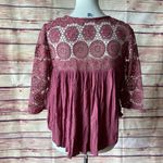 American Eagle  Outfitters Boho Crochet Lace Blouse, Size Medium Photo 3