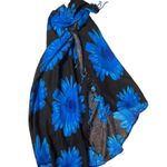In Gear Ocean Blue Black Floral Fringe Multiway Swim Cover Photo 2