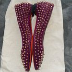 Christian Louboutin Follies Spikes Suede Flats in Merlot. Size 38. Photo 1