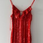 If By Sea Orange Sequin Midi Dress Photo 10