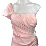 NEW Stacees Pink One Shoulder Drapey Square Neck Maxi Wedding Dress Size 6 Photo 2