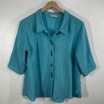 Habitat Clothes to Live In Turquoise Button Front Textured Shirt Large Rayon Photo 0
