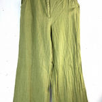 Max edition  London M Linen Blend Wide-Leg Pants in Olive Green Photo 0