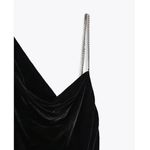 ZARA NWOT Blogger Fav Black Velvet Asymmetric Chain Velvet Dress Photo 4