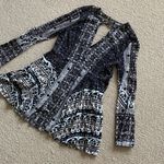 Free People Folk Swing Dress Long Sleeve Boho Hipster Black White Size 6 GUC Photo 1