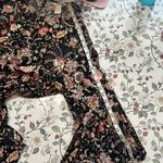 H&M  Black and Pink floral Long Sleeve bell ruffle Retro style Dress Size 14 Photo 7