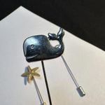 Lot Of 3 Lapel Stick Pins Whale, Flower, Starfish Photo 3