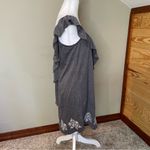 Stetson Grey & White Embroidered Ruffle Sleeveless Dress Medium Photo 0