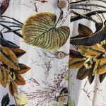 Womens Cotton Linen Oversized Tropical Floral Maxi Shirt Dress Tan Size M Photo 5