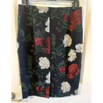 ECI  NY Women's Floral Rose Embroidered Pencil Skirt Size 8 red green champagne Photo 2
