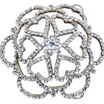 Rhinestone Heart Star Hair Bun Cover Silver Tone Wedding Dance Gymnastics Photo 0