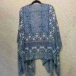 Sonoma Blue and white paisley  duster cardigan wrap western tassel boho bohemian Photo 5