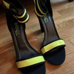 New Black Neon Yellow Release Buckle Ankle Strap Block Heel Size 7.5 Photo 2