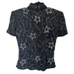 Papell Boutique top women’s size Medium black Indian beaded silk floral VTG 80 Photo 0