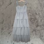 Revelry‎ Poppy Chiffon Dress Womens 10 Blue Tiered Maxi Formal Bridesmaid Gown Photo 1