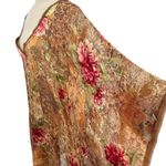 Christina Makowsky Caftan Kimono Top Blouse Paisley Floral Print Brown‎ Tan Brown Photo 5