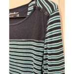 Eddie Bauer Y2K  Striped Teal Thermal Long Sleeve Shirt Medium Outdoors Snaps M Photo 1