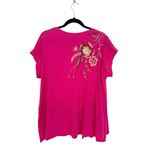 Johnny Was  Joya Embroidered Draped Relaxed Fit T-Shirt Pink Multicolor Medium Photo 3