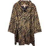 Vtg Ecologie Womens Animal Print Trench Coat sz 3x Jacket Swing Style Mob Wife Tan Photo 1