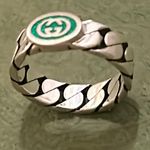 Gucci Sterling Silver Interlocking Curb Chain Ring Photo 5