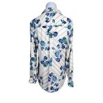 Banana Republic Blue Cream Lattice Floral Print Collar Classic Fit Blouse MEDIUM Photo 3