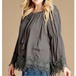 Oddi  LACE TRIM BLOUSE Grey Tunic 3X Photo 2