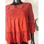 Taylor & Sage shirt with floral prints and lace and crochet Red Sz S Photo 6